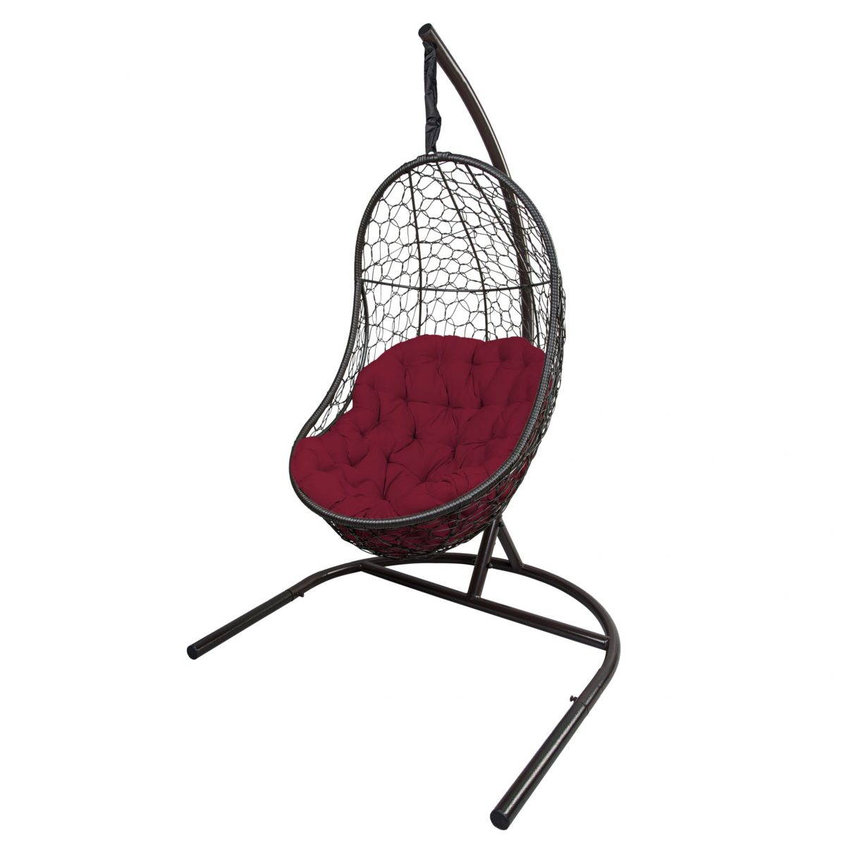 Кресло подвесное ВЕГА, цвет темно-коричневый, подушка – бордовый