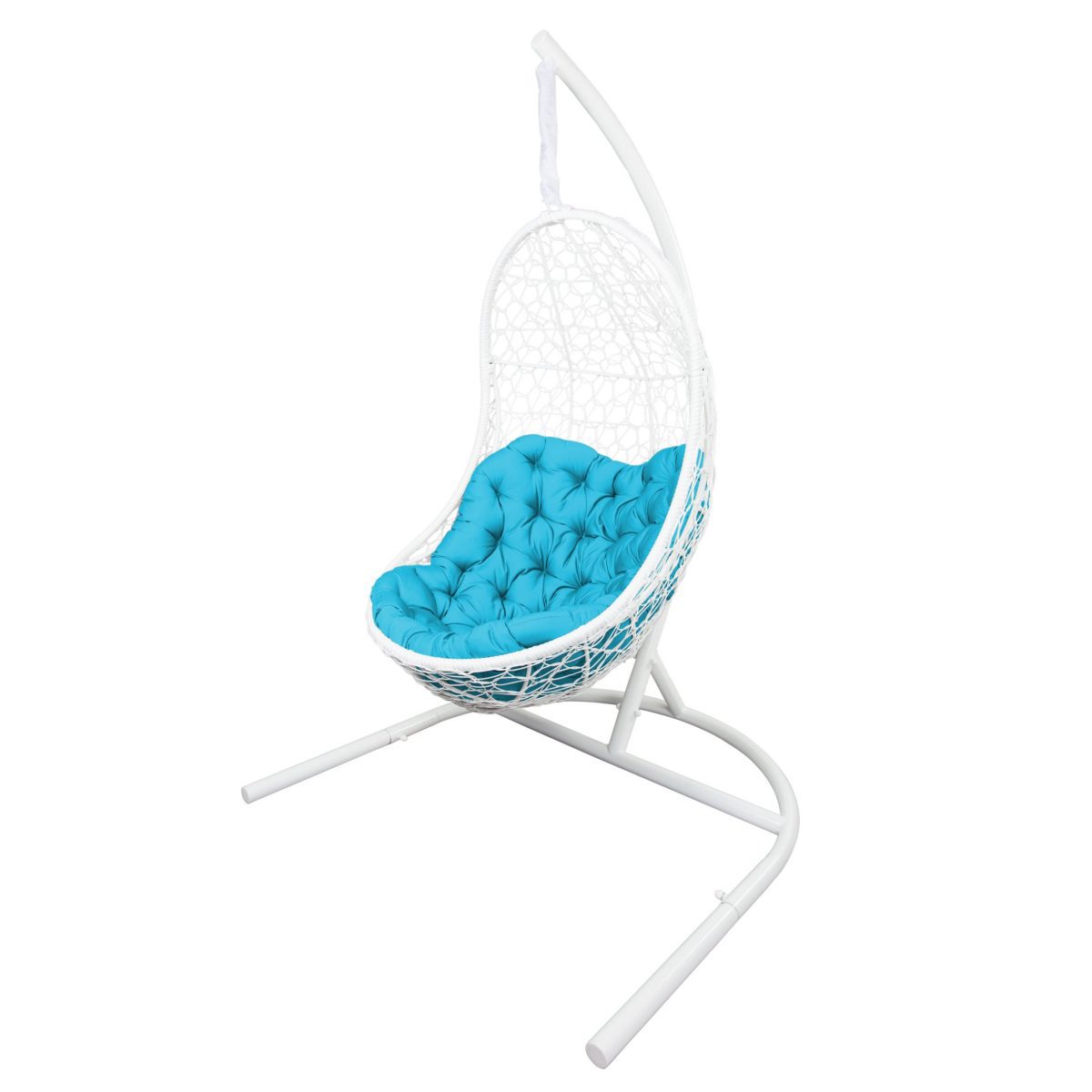 Кресло подвесное ВЕГА, цвет белый, подушка – бирюзовый