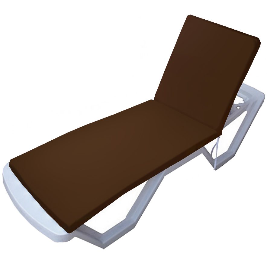 Шезлонг пластиковый пляжный с подушкой, цвет - коричневый