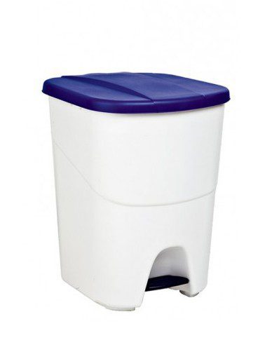 Мусорный бак для раздельного сбора отходов DENOX Ecologic pedalbin (25л), белый с синей крышкой