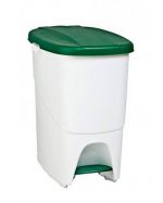 Мусорный бак для раздельного сбора отходов DENOX Ecologic pedalbin (25л), белый с зеленой крышкой