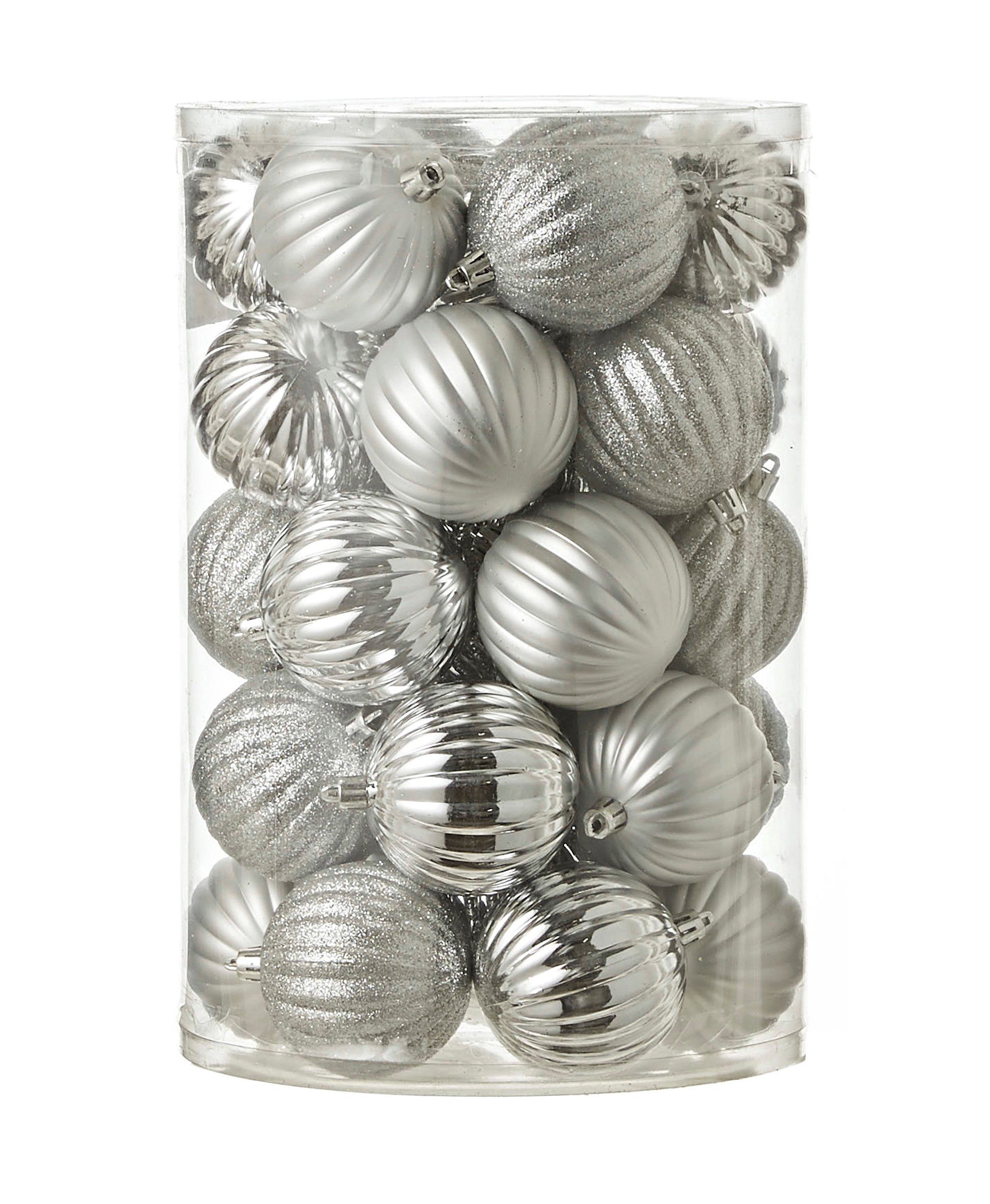 Набор пластиковых шаров 34шт Ø7см серебро