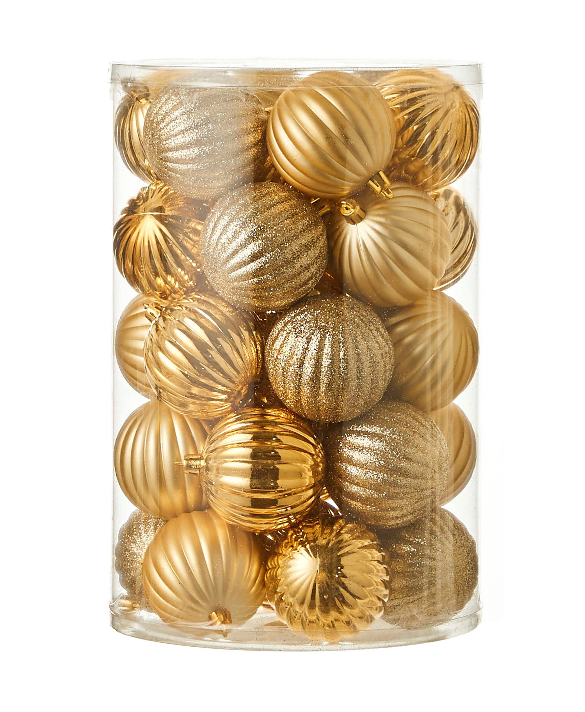Набор пластиковых шаров 34шт Ø7см золото