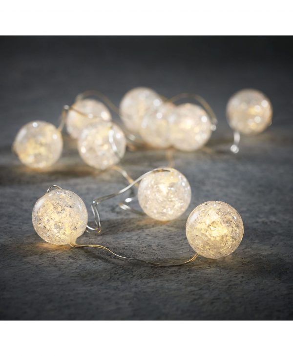 Гирлянда с белыми шариками на батарейках Luca Lighting теплый белый свет (10 ламп, длина гирлянды 90 см)