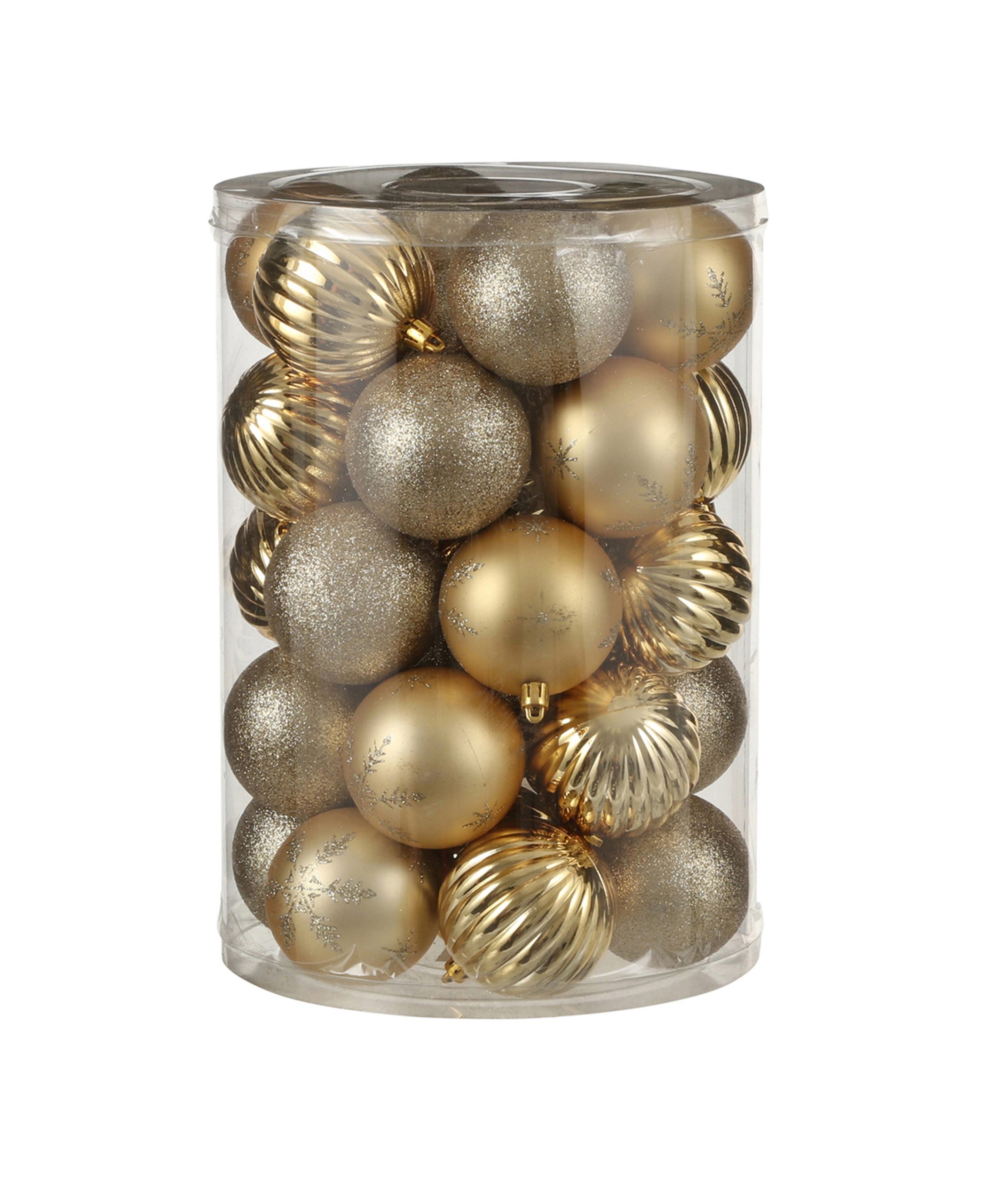Набор пластиковых шаров 34шт Ø7cм золото