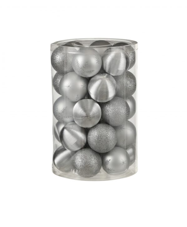 Набор пластиковых шаров 34шт Ø6cм серебро