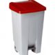 Контейнер пластиковый DENOX Selective container с ручкой, педалью и колесами (120л), серый с красной крышкой