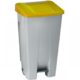 Контейнер пластиковый DENOX Selective container с ручкой, педалью и колесами (120л), серый с желтой крышкой