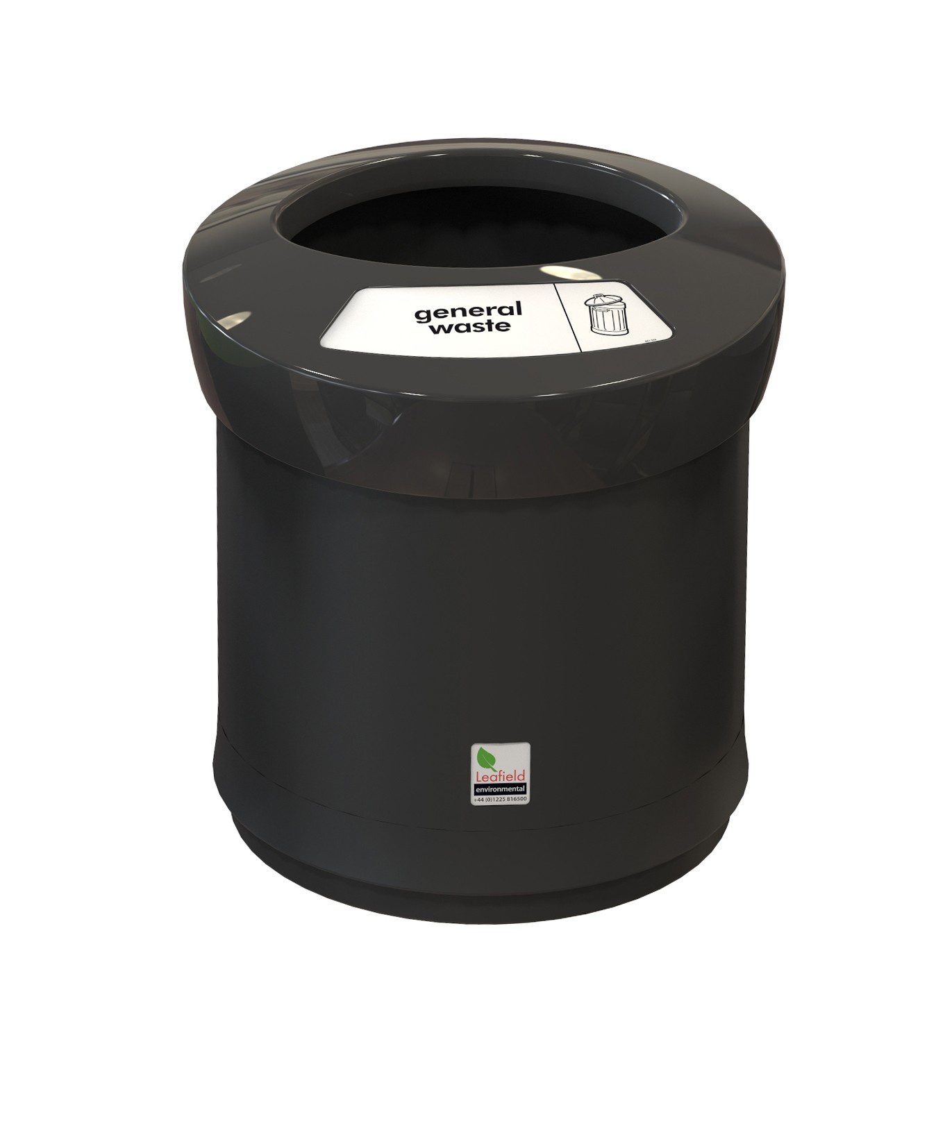 Урна для мусора Leafield EcoAce (41л) - 81900 черная с черной открытой крышкой