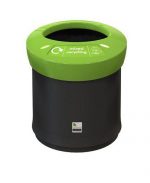 Урна для мусора Leafield EcoAce (41л) - 81900 черная с зеленой открытой крышкой