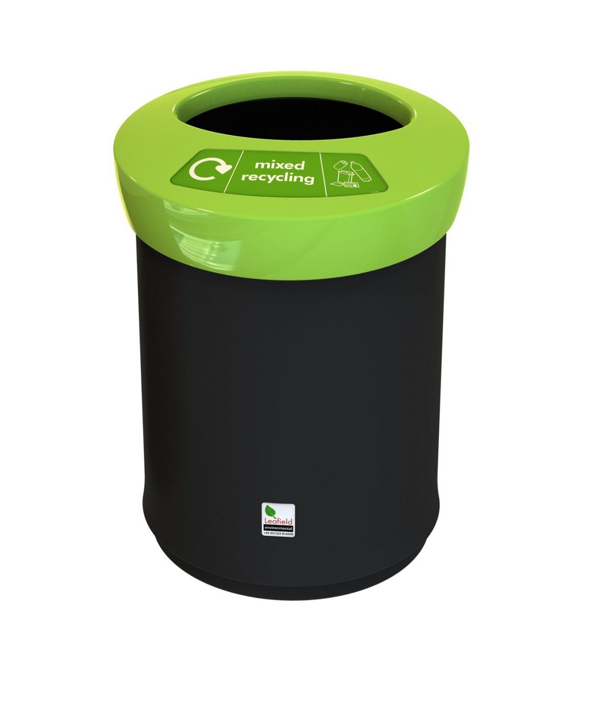 Урна для мусора Leafield EcoAce (52л) - 81901 черная с зеленой открытой крышкой