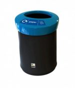 Урна для мусора Leafield EcoAce (52л) - 81901 черная с синей открытой крышкой