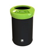Урна для мусора Leafield EcoAce (62л) - 81902 черная с зеленой открытой крышкой