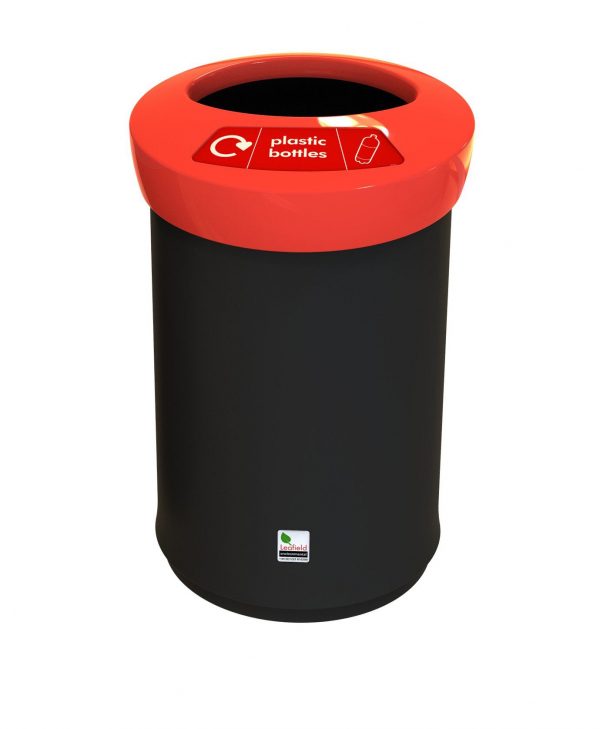 Урна для мусора Leafield EcoAce (62л) - 81902 черная с красной открытой крышкой