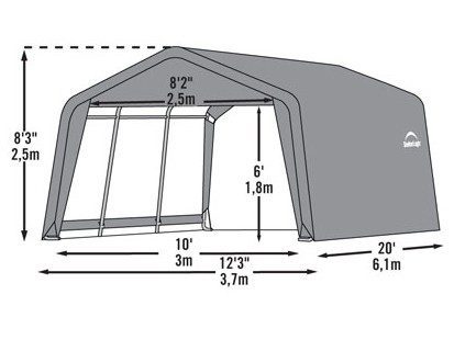 Тент для Гаража 3,7x6,1x2,4м ShelterLogic, цвет серый