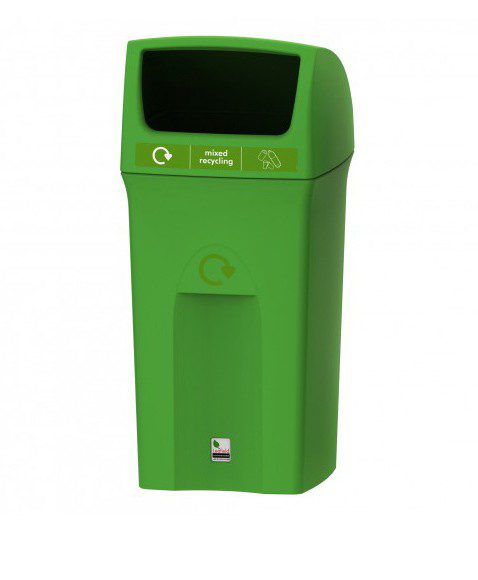 Урна для мусора Leafield Envirobin Hooded (100л) - 81155 зеленая с открытой приподнятой крышкой