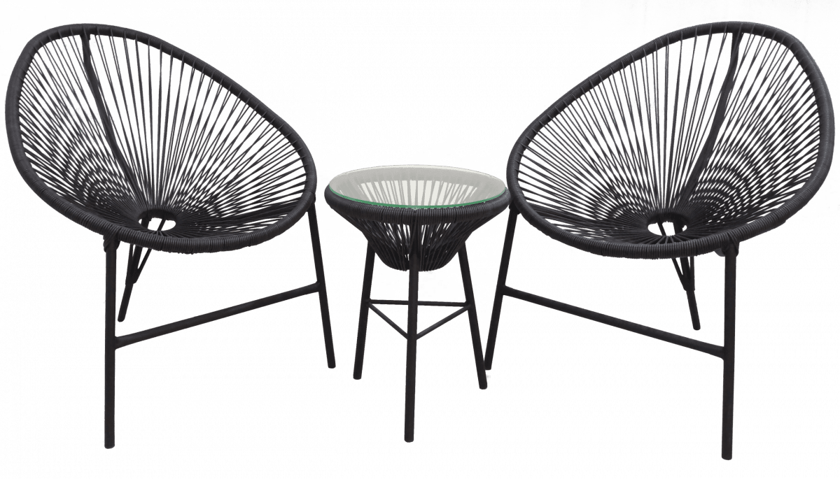 Комплект кофейный ACAPULCO (стол, арт. AC002 и 2 кресла, арт. AC001), черный