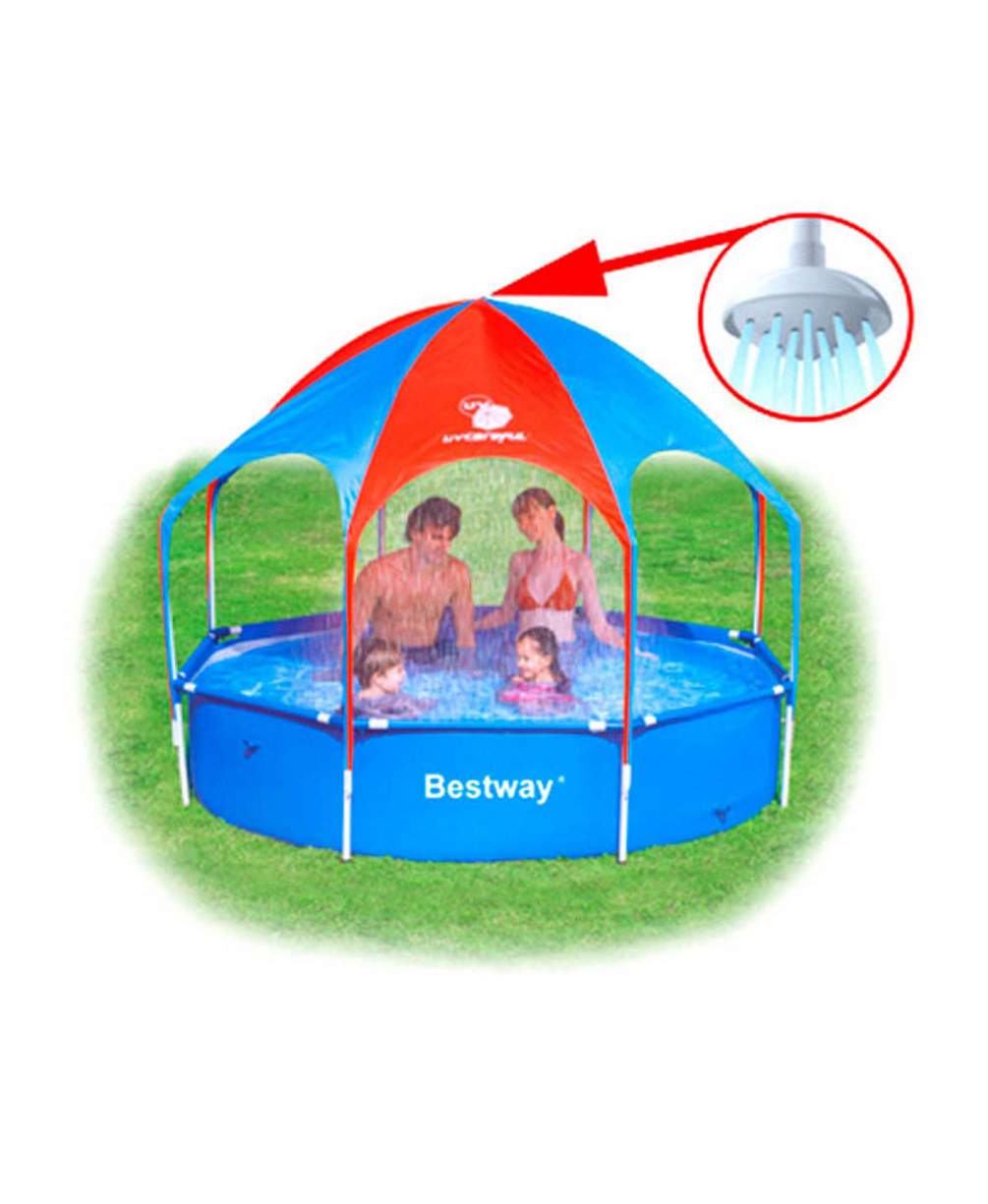 Бассейн BESTWAY Splash-in-Shade Play Pool, каркасный, тент, душ.лейка, 244х51см  (56193)