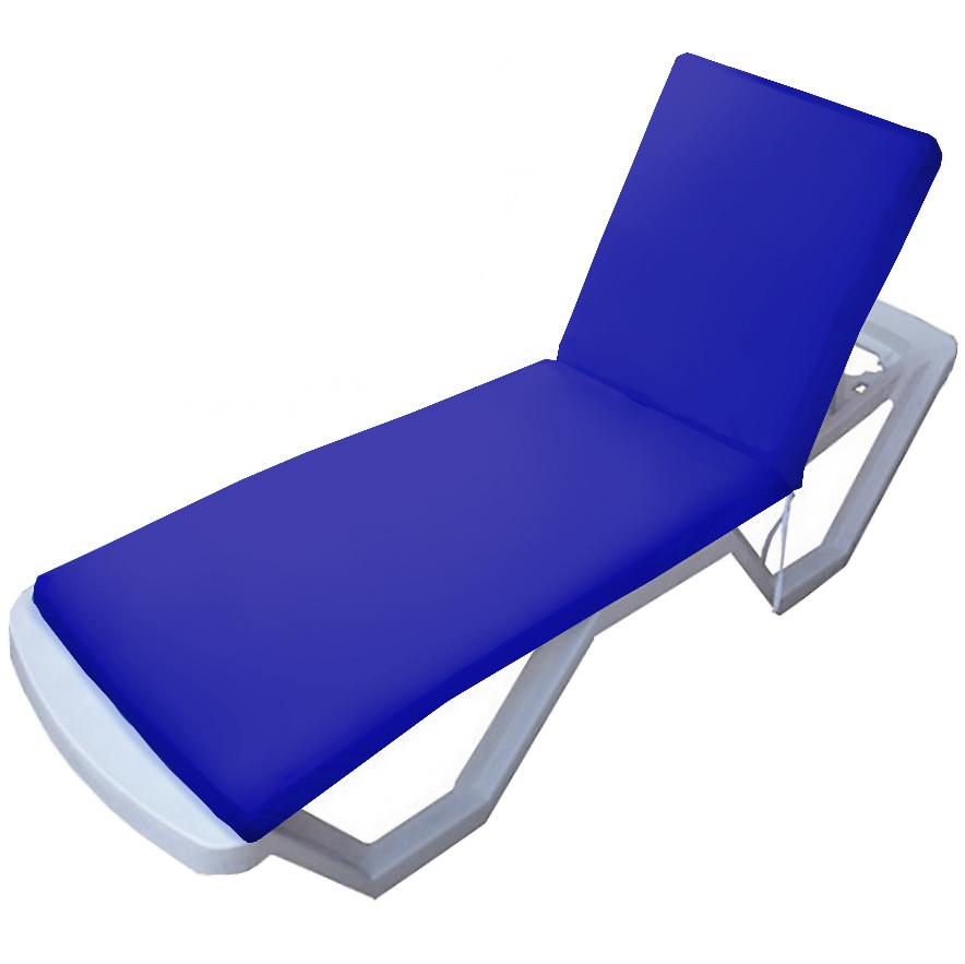 Шезлонг пластиковый пляжный с подушкой, цвет - синий