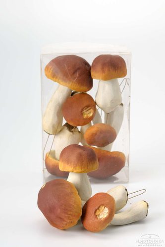 Искусственные грибы, набор 6 шт, 8-13 см