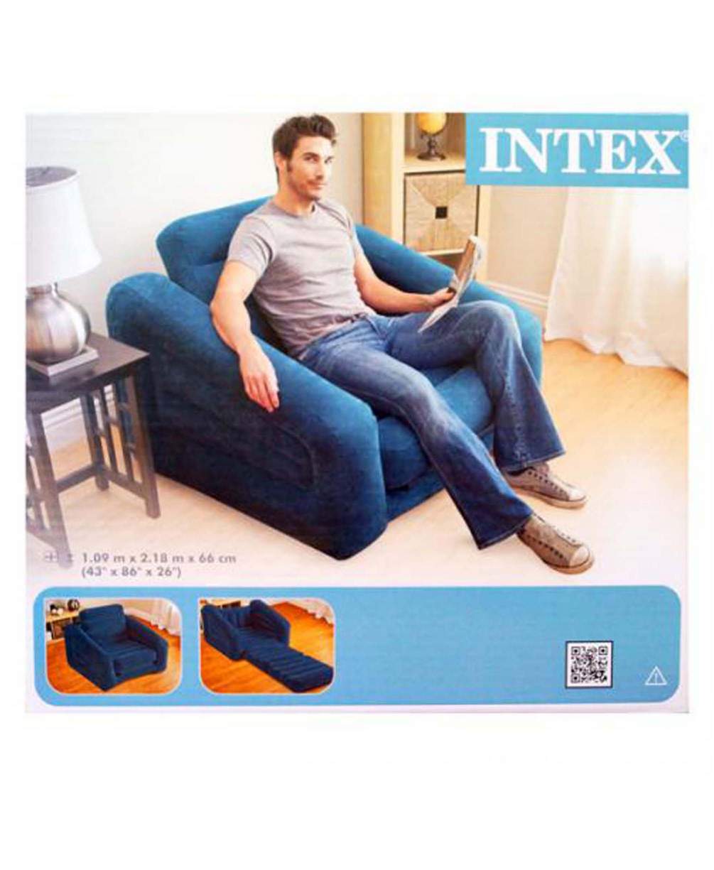 Кресло-трансформер INTEX Pull-Out Chair 2-в-1, надувное, флок., р.218*109*66 см., до 100кг (68565NP)