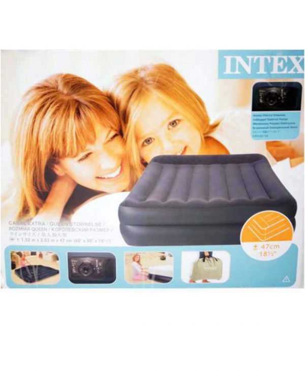 Кровать INTEX Rising Comfort (203х157х47см.) с встр.эл.насосом 220В синий (66702)