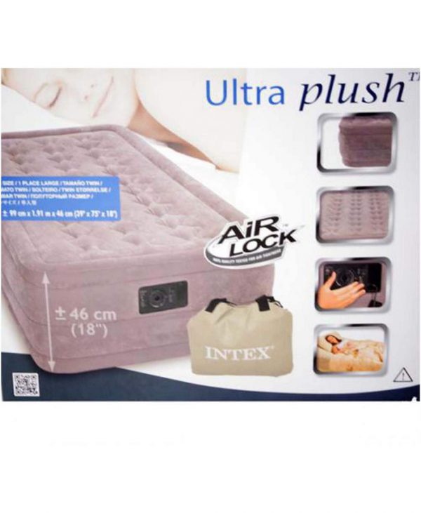 Матрас INTEX Ultra Plush Bed + встроенный электронасос, размер 191 х 99 см, сумка для перен (67952)