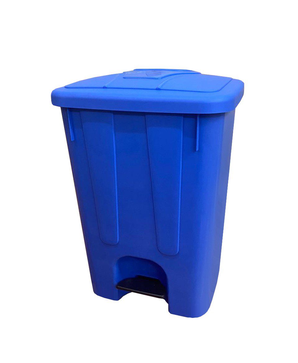 Бак TELKAR Waste bucket cornered (40л) с крышкой и педалью, синий