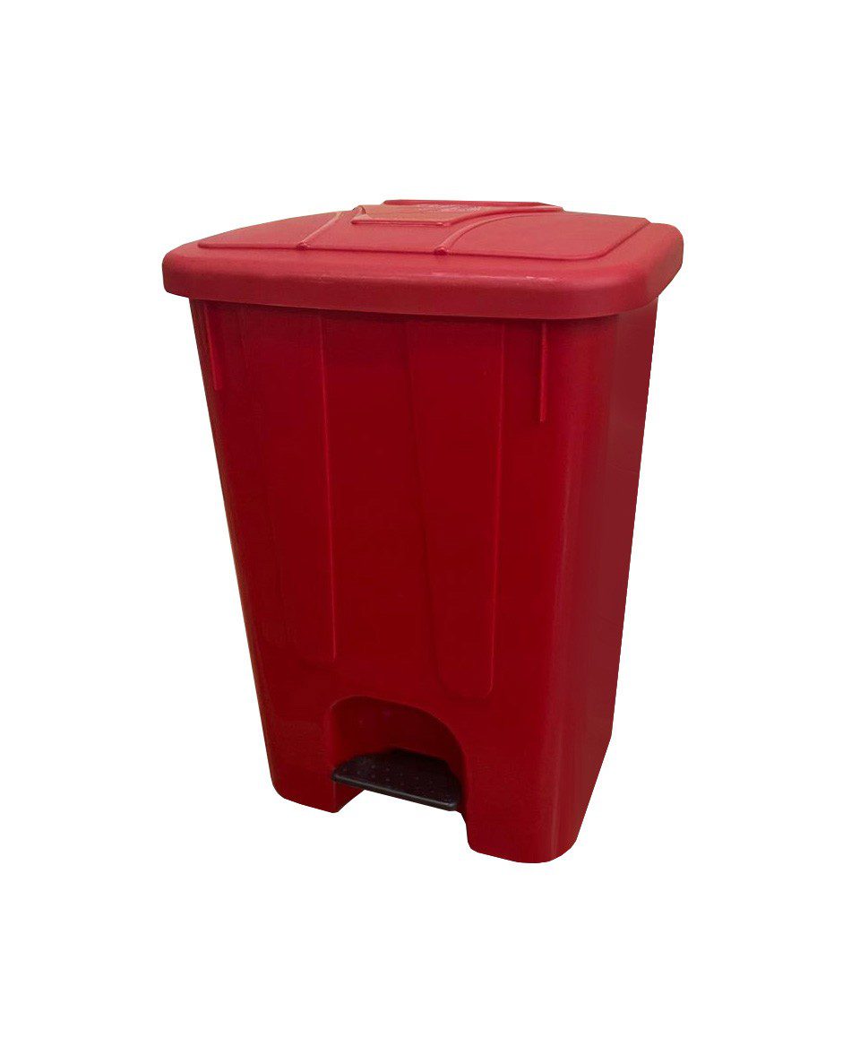 Бак TELKAR Waste bucket cornered (25л) с крышкой и педалью, красный