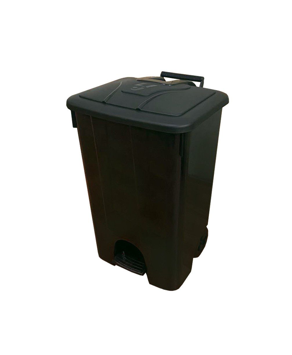 Бак TELKAR Waste bucket cornered (85л) с крышкой и педалью, на колесах (для сбора, хранения и транспортировки отходов), черный