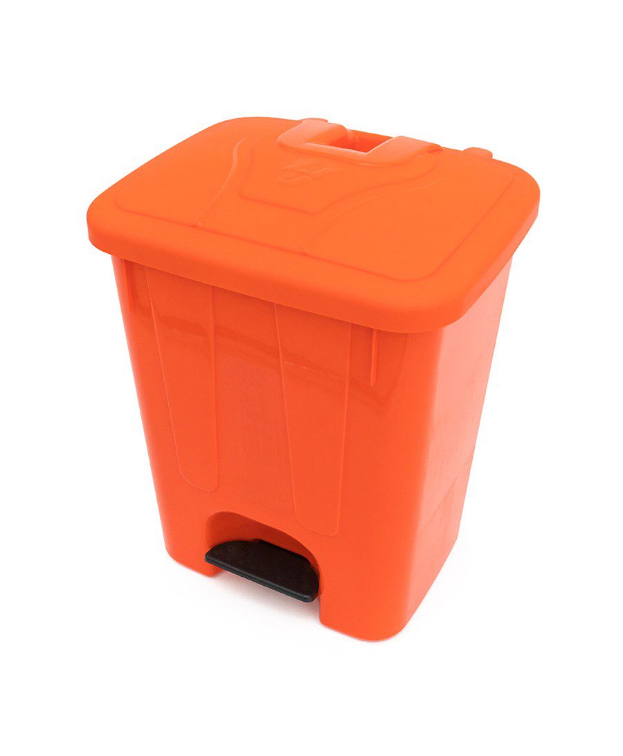 Бак TELKAR Waste bucket cornered (40л) с крышкой и педалью, оранжевый