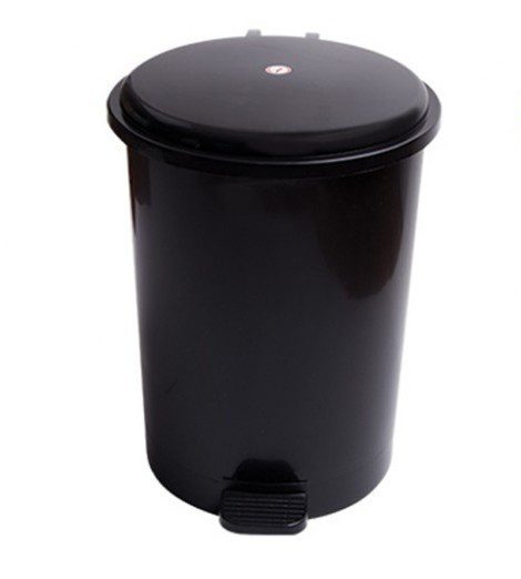 Бак TELKAR Waste bucket round (40л) с крышкой, педалью и внутренним ведром, черный