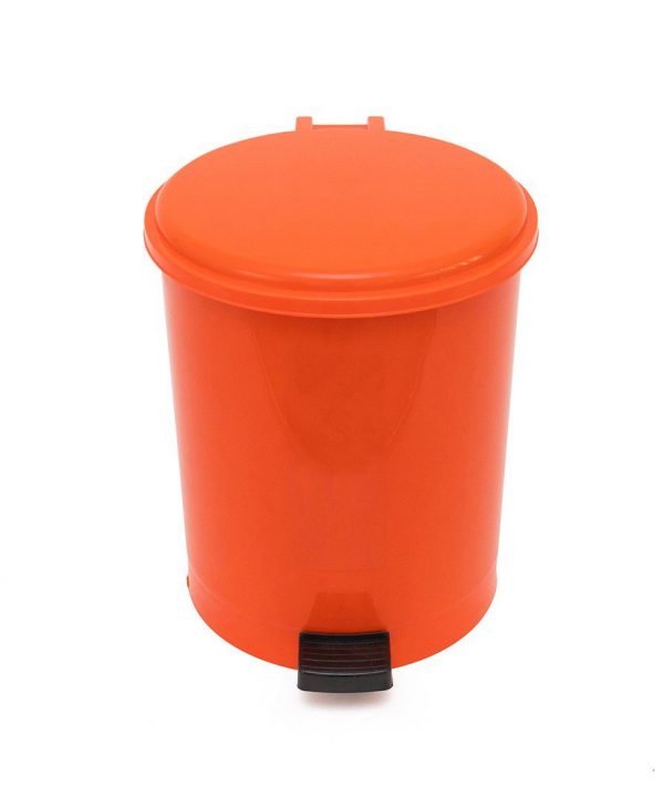 Бак TELKAR Waste bucket round (40л) с крышкой, педалью и внутренним ведром, оранжевый