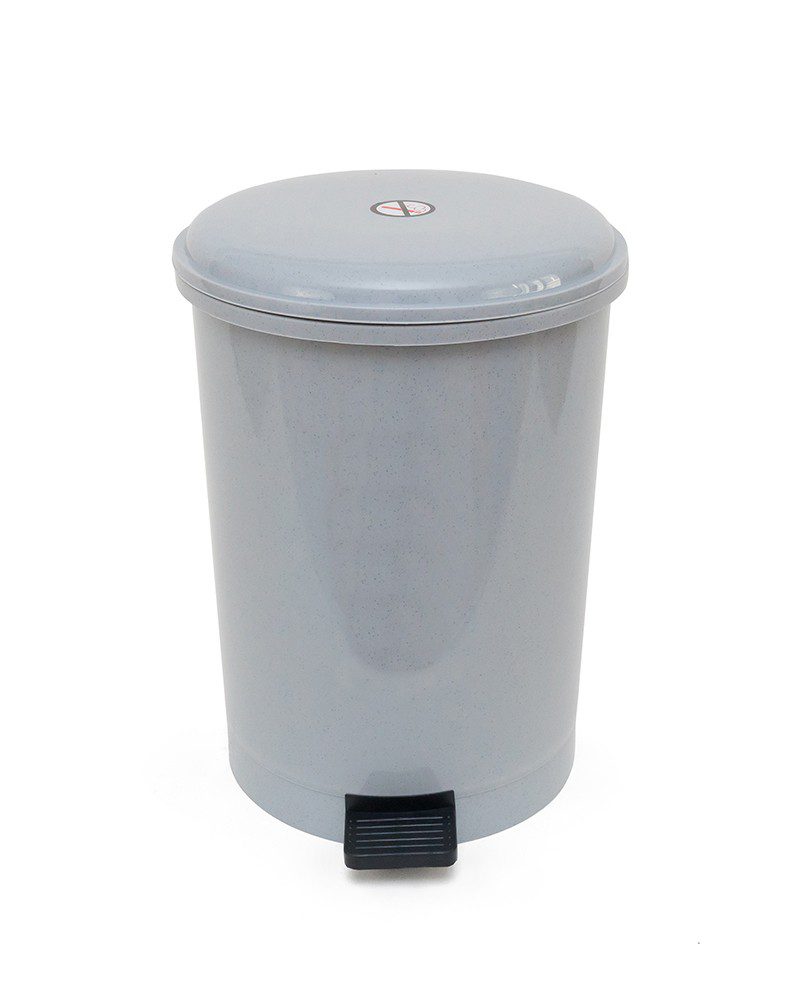 Бак TELKAR Waste bucket round (40л) с крышкой, педалью и внутренним ведром, серый