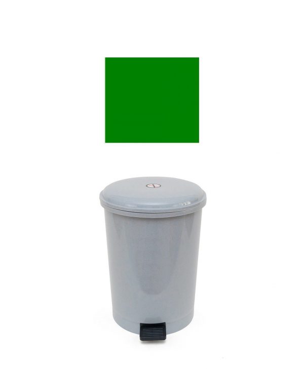 Бак TELKAR Waste bucket round (40л) с крышкой, педалью и внутренним ведром, зеленый