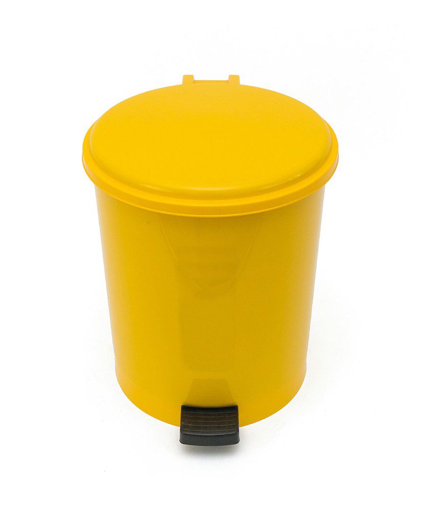 Бак TELKAR Waste bucket round (40л) с крышкой, педалью и внутренним ведром, желтый
