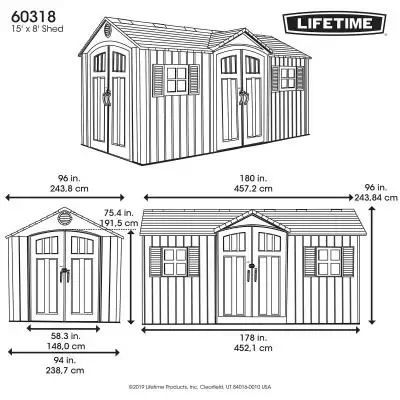 Усиленный сарай-гараж LifeTime WoodLook 60318, 15'x8'