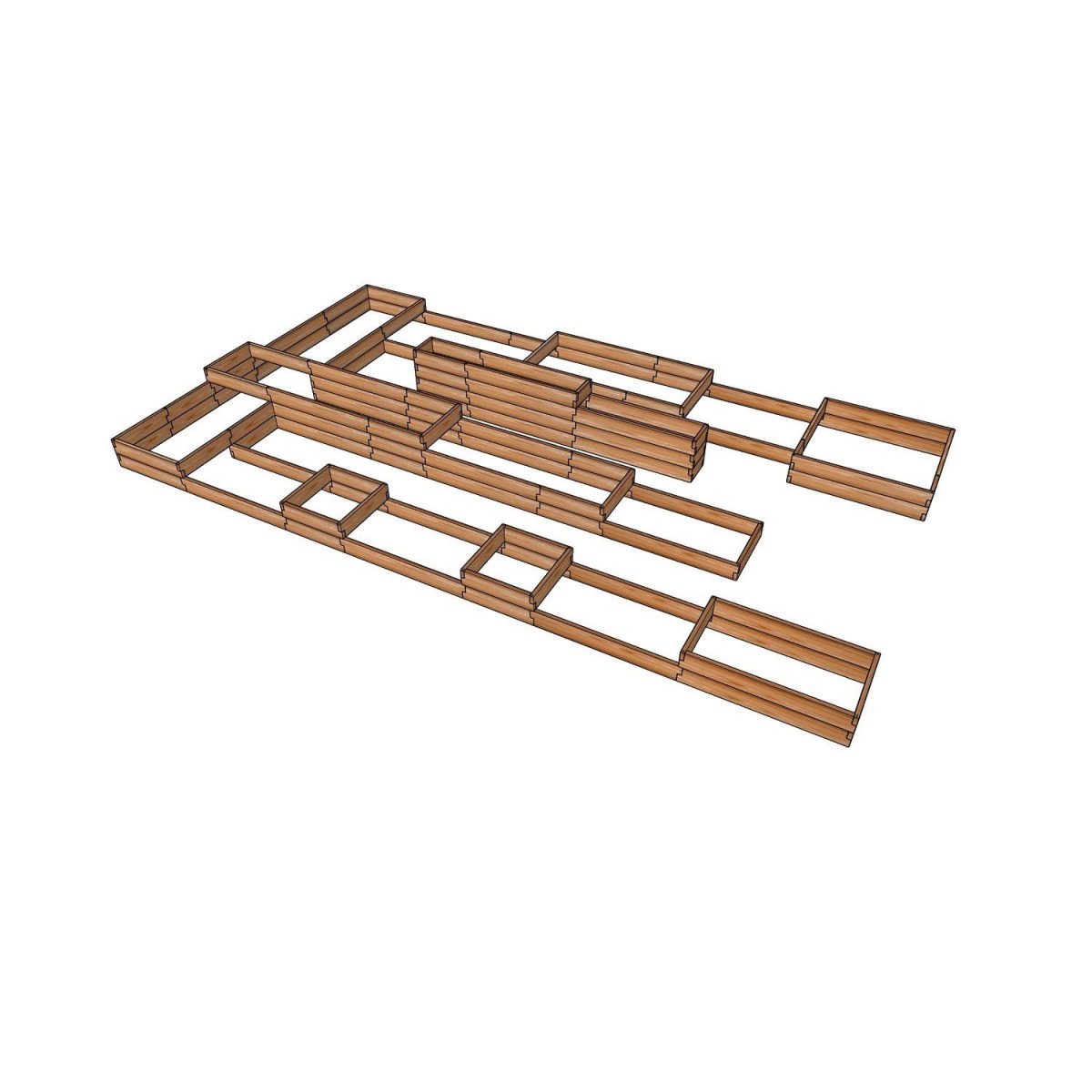 Деревянные грядки из лиственницы для теплицы 6,5x3,6м / Проект на заказ
