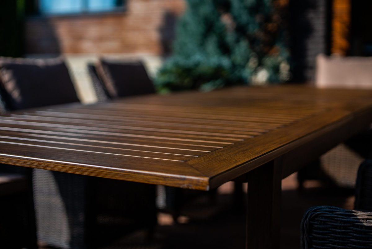 ТОСКАНА — раскладной обеденный стол из алюминия (цвет коричневый) (уцененный, самовывоз-склад Москва)